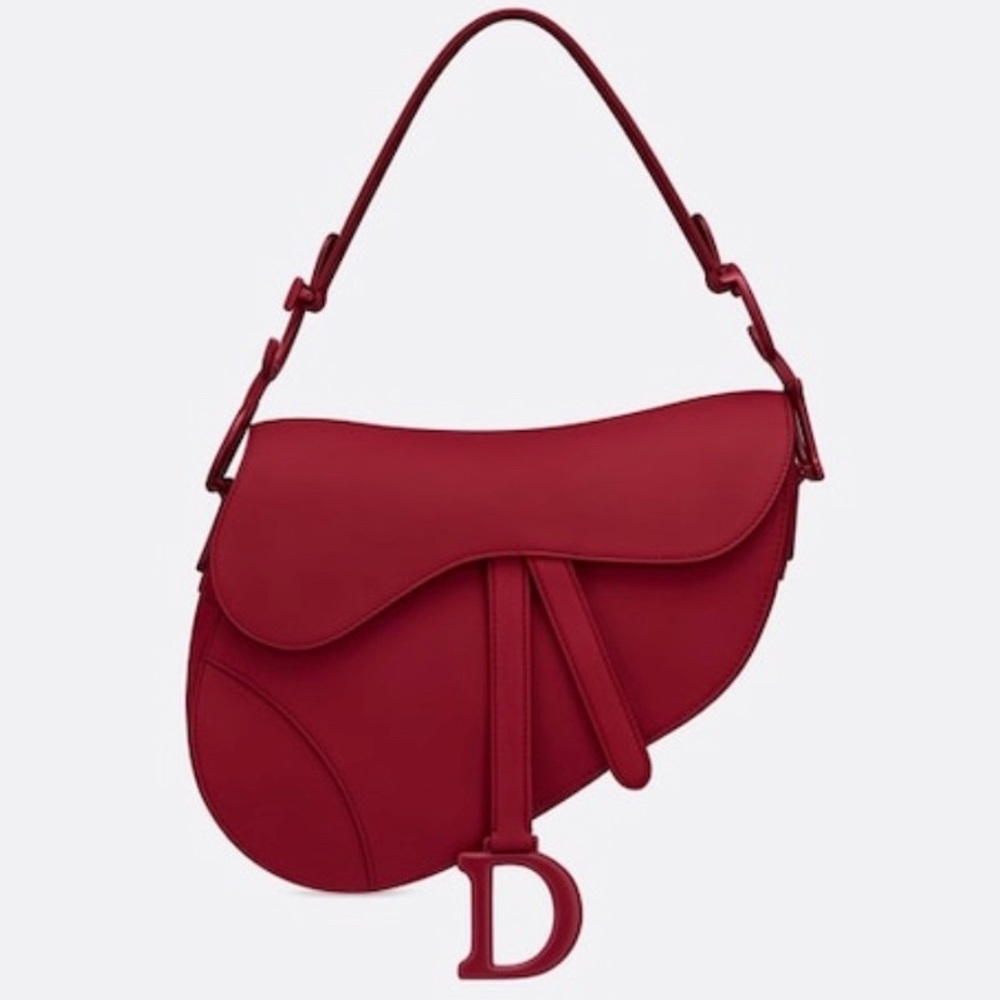 CHERRY RED SADDLE MATTE SMOOTH CALFSKIN BAG